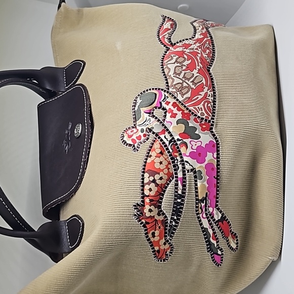 Longchamp racehorse Corduroy le pliage purse 2007 Rare Made in France w/dust bag - Picture 6 of 14